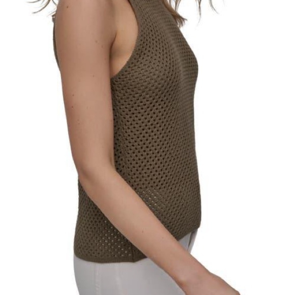 Women's DKNY Cotton Sleeveless Knit Top - Utility Green, Size XS